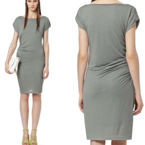Reiss Crowne Bodycon Textured Dress in Silver Sage - Size 4 - Picture 1 of 7